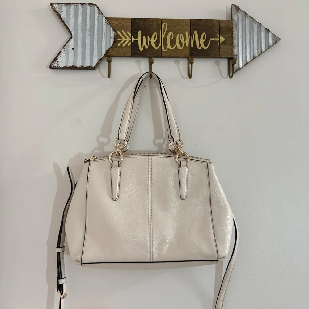 Coach Ivory Satchel with Crossbody Strap